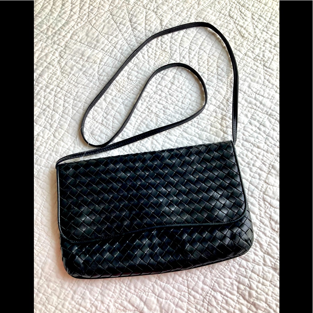 Bottega Veneta Woven Italian Leather Black Crossbody